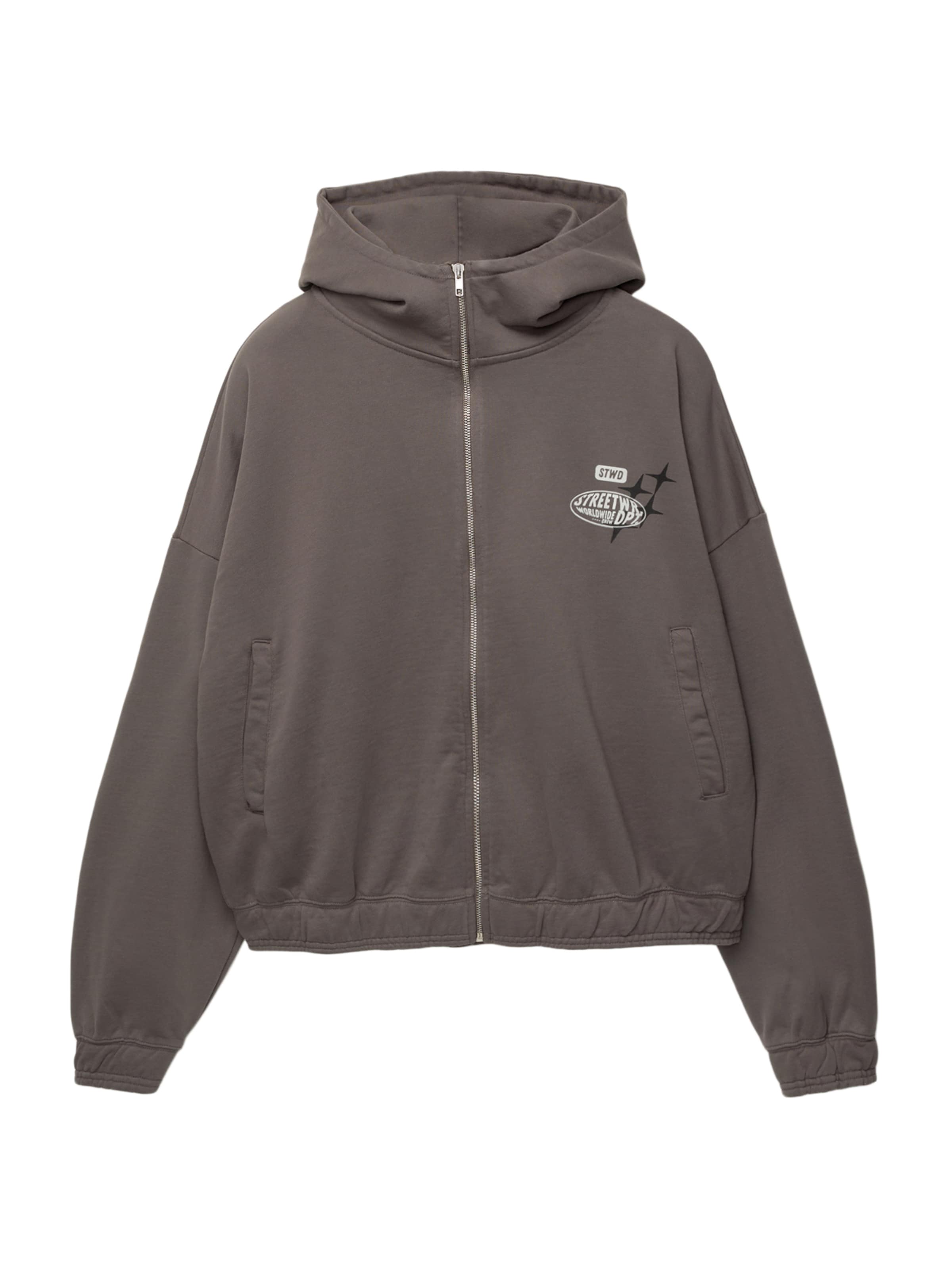 Pull&Bear Sweat jacket in Grey: front