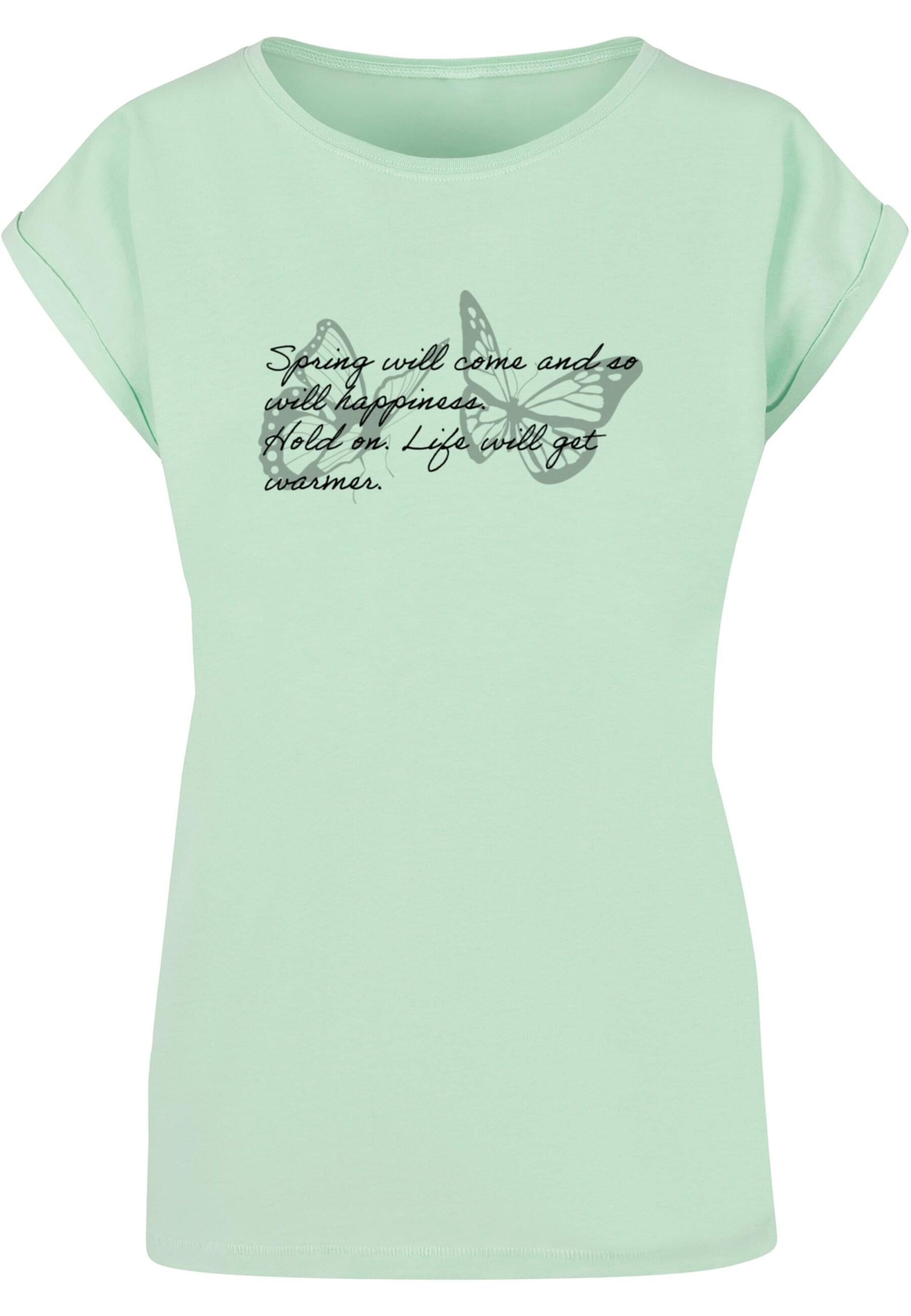 Merchcode Shirt 'Spring Saying' in Groen: voorkant