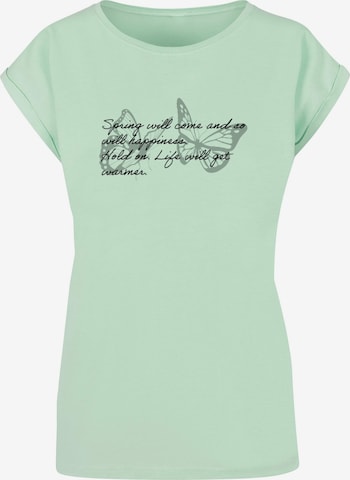 Merchcode Shirt 'Spring Saying' in Green: front