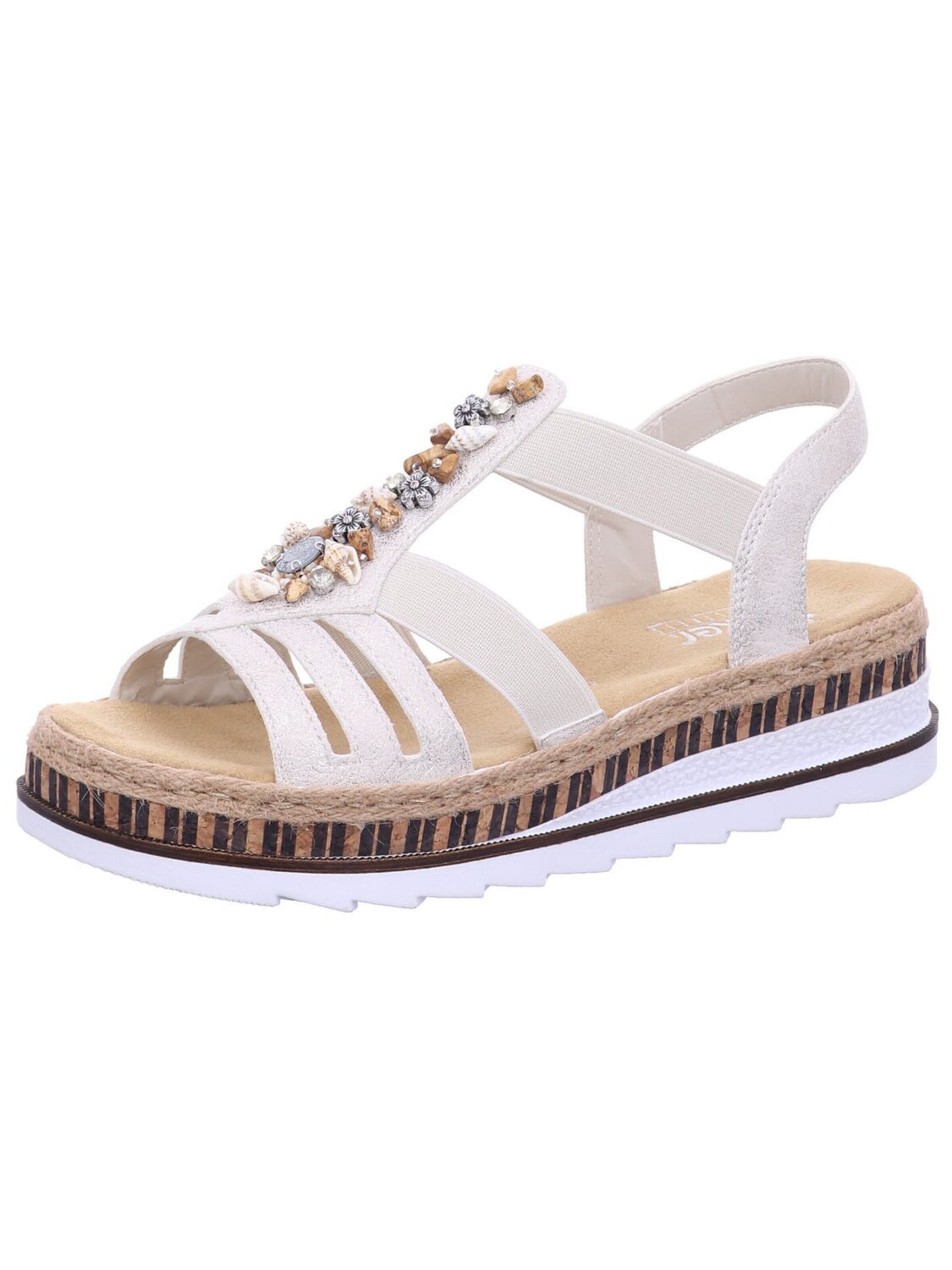 Rieker Sandal 'Sandalette Damen V7949 90 Textil in beige' i beige: framsida