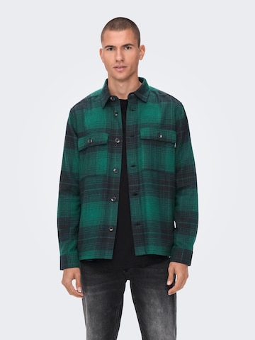 Only & Sons Regular fit Button Up Shirt 'Baz' in Green: front