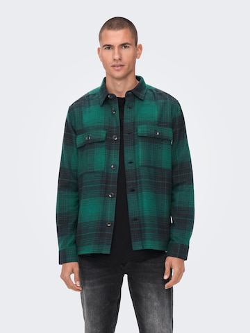 Only & Sons - Regular Fit Camisa 'Baz' em verde: frente