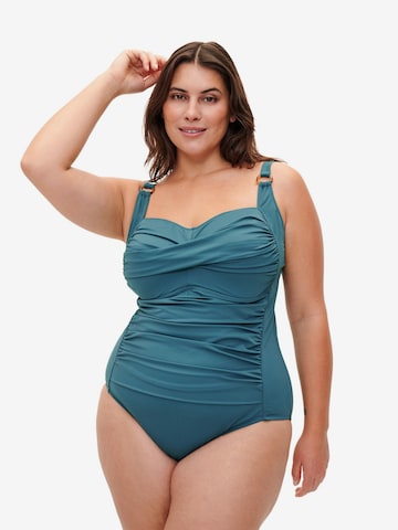 Swim by Zizzi Bustier Badpak 'CASDENIA' in Groen: voorkant