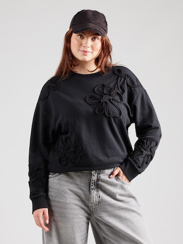 ONLY Carmakoma Sweatshirt 'CARHima' in Zwart: voorkant
