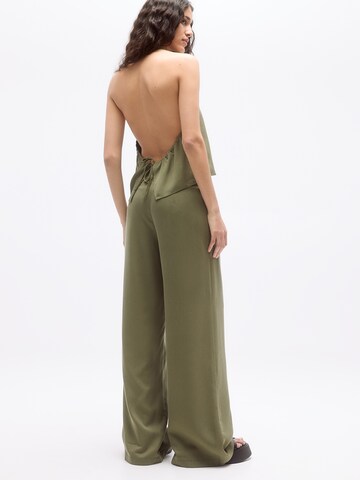 Pull&Bear Wide Leg Hose in Grün