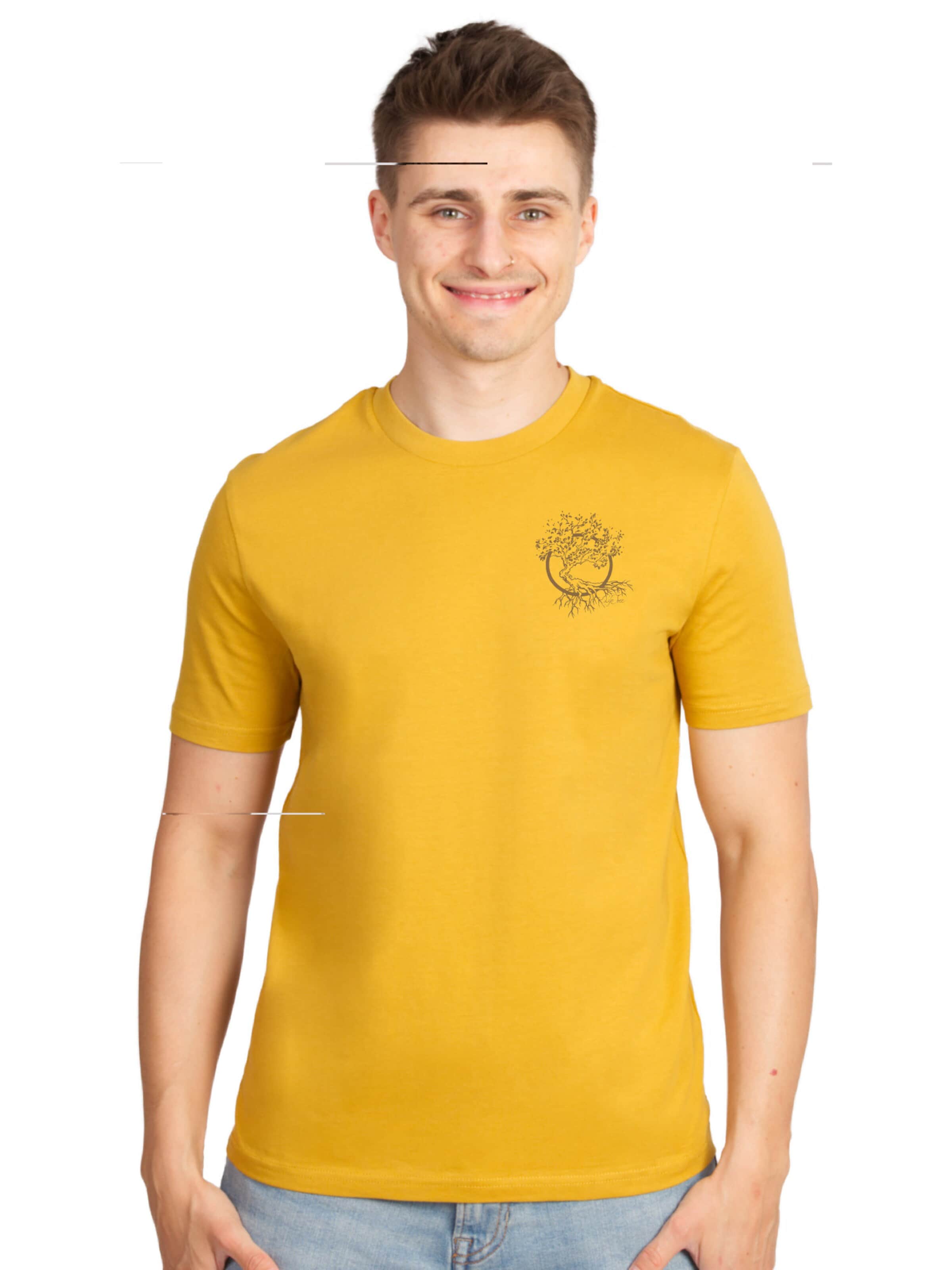 Life-Tree Shirt 'Fairwear Organic Logo Basic Shirt Men Ocre Olive' in Yellow