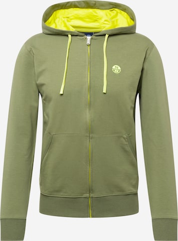 North Sails Zip-Up Hoodie in Green: front