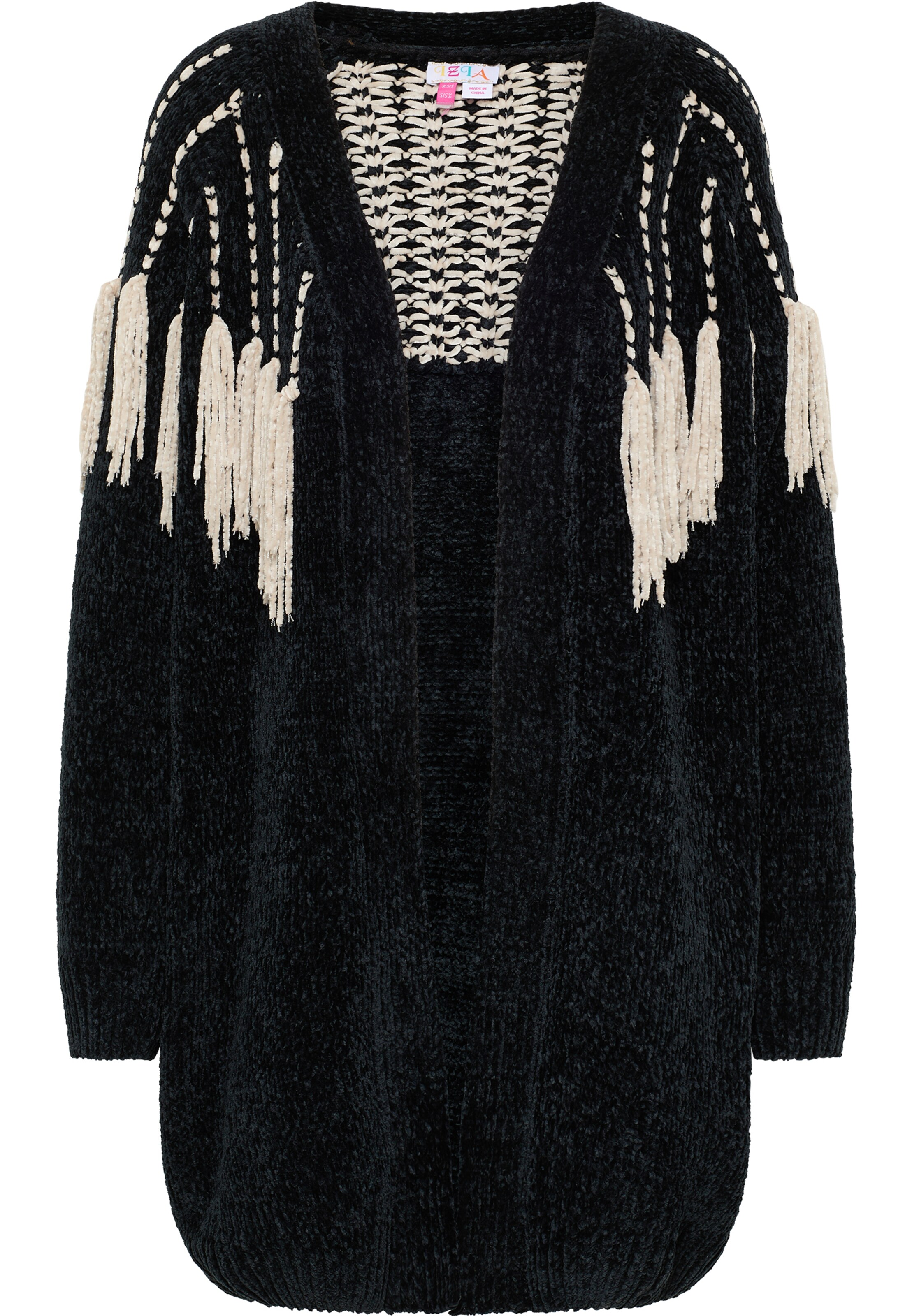 IZIA Πλεκτή ζακέτα 'Gaya' σε μαύρο: μπροστά