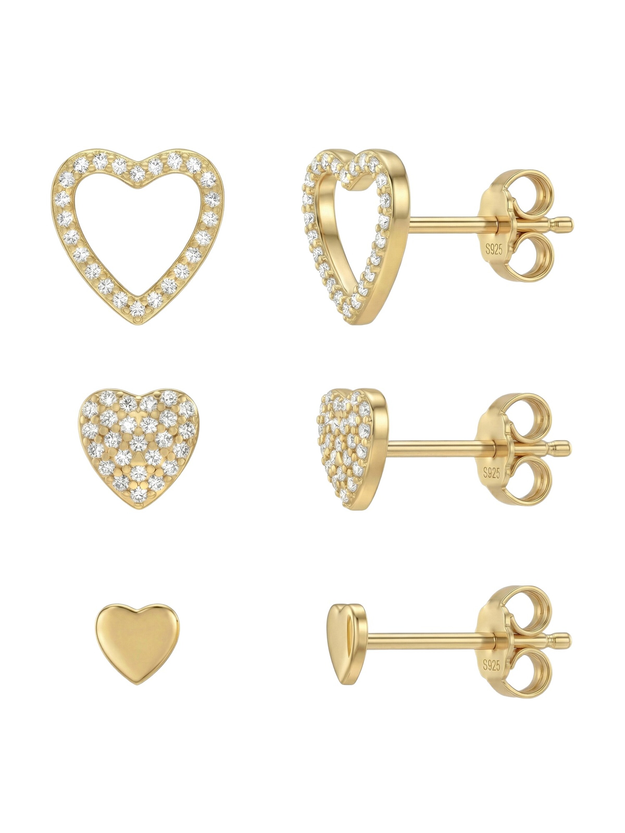 Sofia Milani Schmuckset 'Heart'‌‌‌‌ in Gold: Vorderseite