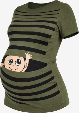 M.M.C. Shirt 'Winke Winke Umstandsshirt' in Green: front