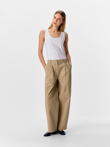 OBJECT Loosefit Bukser med lægfolder 'MEILIN' i beige