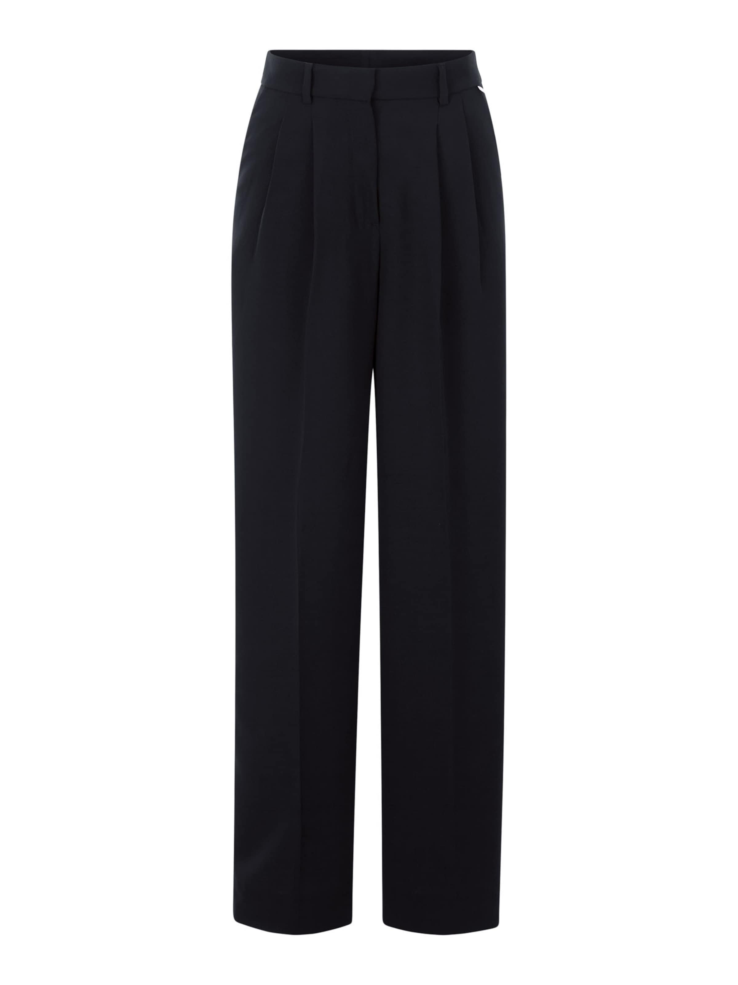 Rich & Royal Широкий Брюки со складками в Черный: спереди