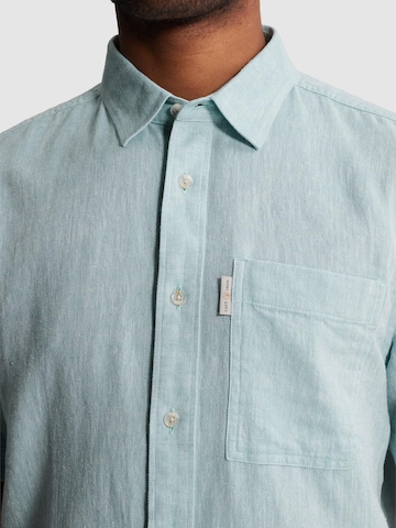 Regular fit Camicia 'Shirt with short sleeves in cotton/linen twill' di CAST IRON in blu