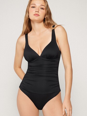 Tezenis T-Shirt Badeanzug in Schwarz: Vorderseite