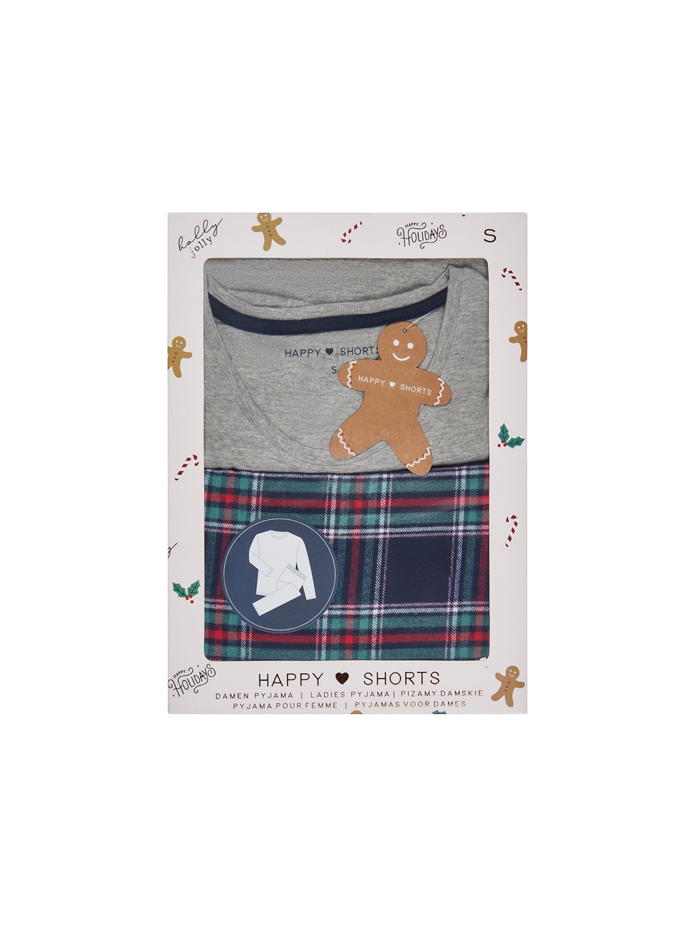 Happy Shorts Pyjama 'Christmas Giftbox' in Grijs