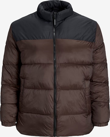 Jack & Jones Plus Winter Jacket in Brown: front