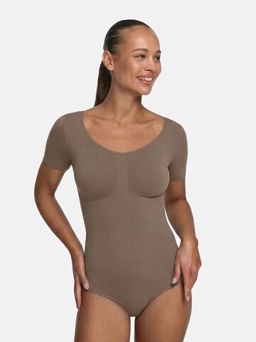Body modelant 'T-Shirt Bodysuit Sculpting Shapewear mit Slip' cfab en marron : devant