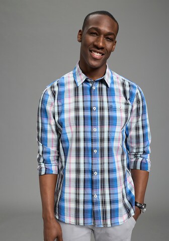 DELMAO Regular fit Button Up Shirt in Blue: front