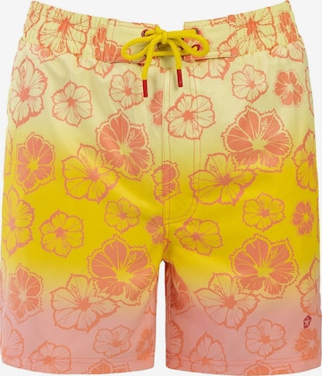 Frozen Cape Badeshorts 'Cape RIBEIR', Model ist 188 cm, trägt Größe L in Orange: Vorderseite