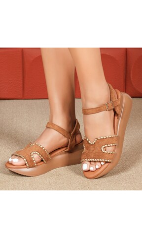 Ital-Design Sandale in Braun: Vorderseite