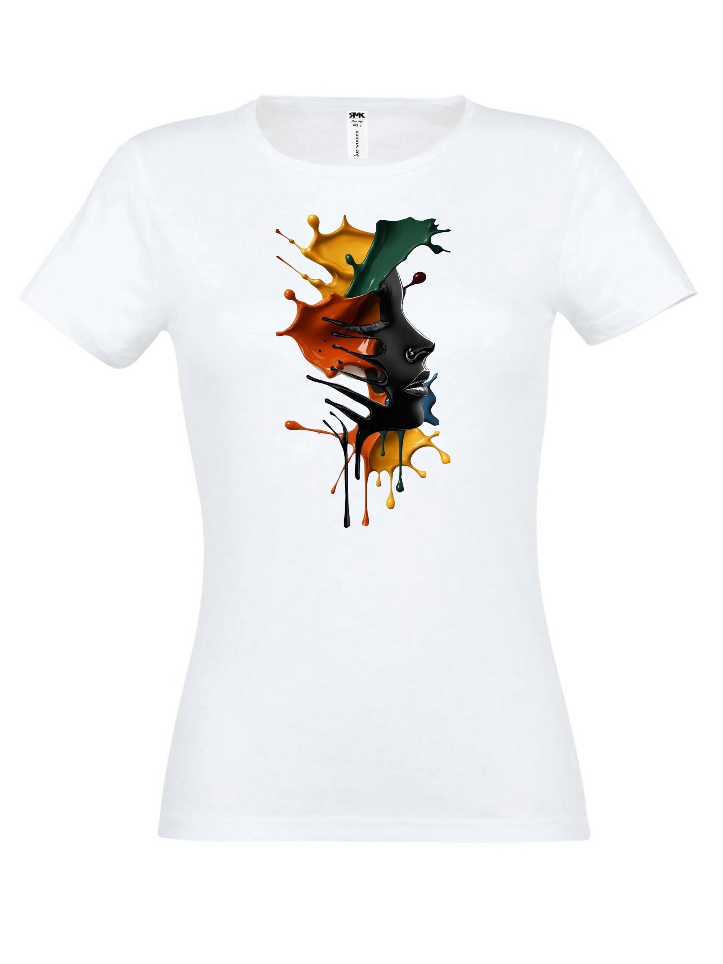 RMK Shirt 'Farbspritzer'‌‌ in Weiß: Vorderseite