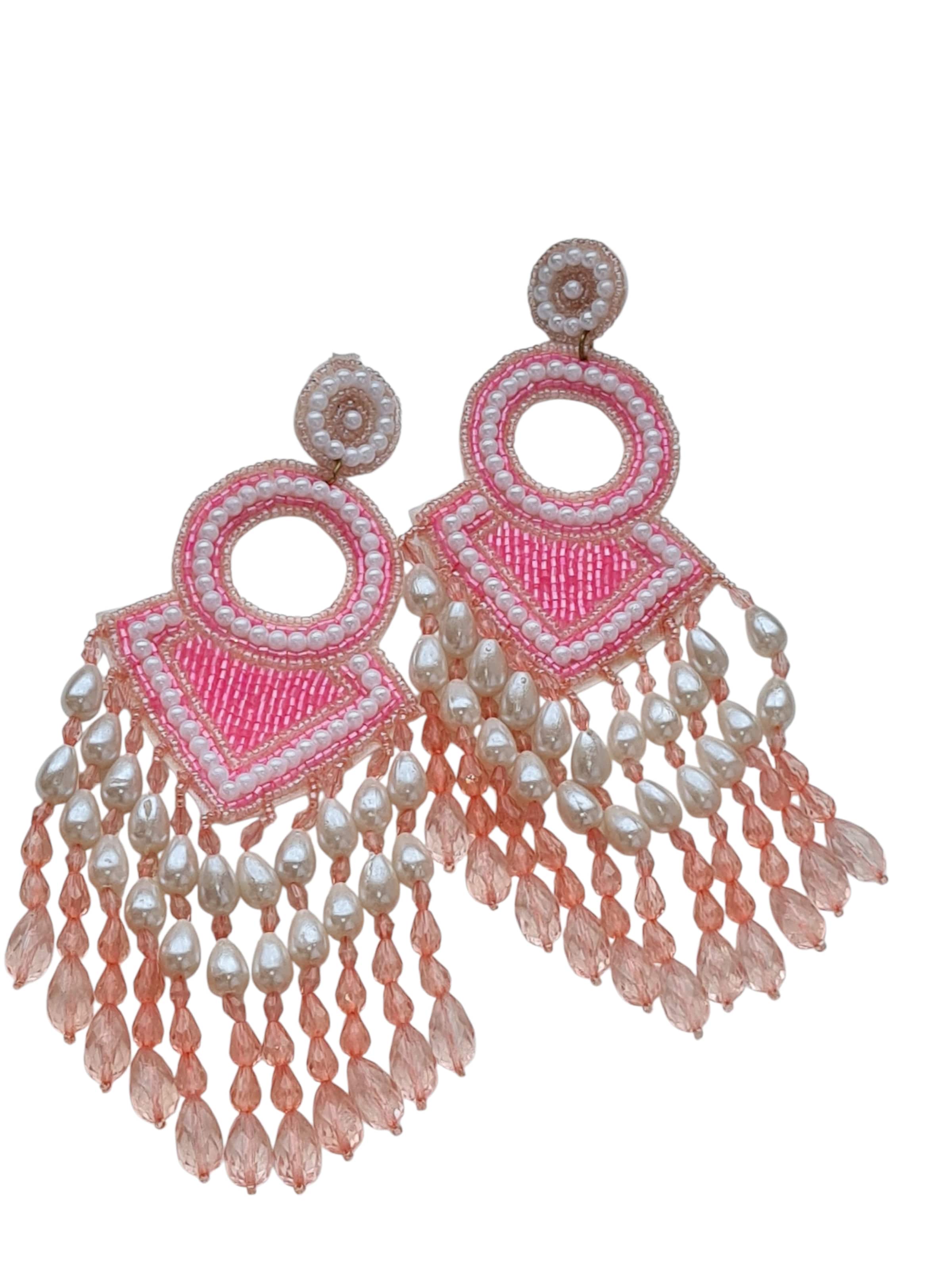 PfauGermany Earrings 'Hangeing Beads' in Pink