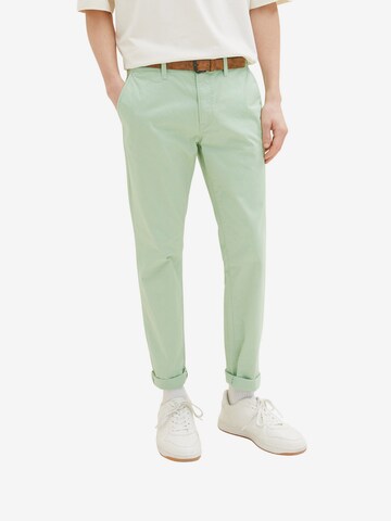 Coupe slim Pantalon chino TOM TAILOR DENIM en vert : devant