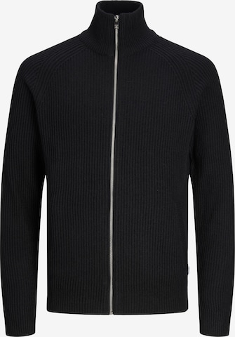 JACK & JONES Knit Cardigan 'Pannel' in Black: front