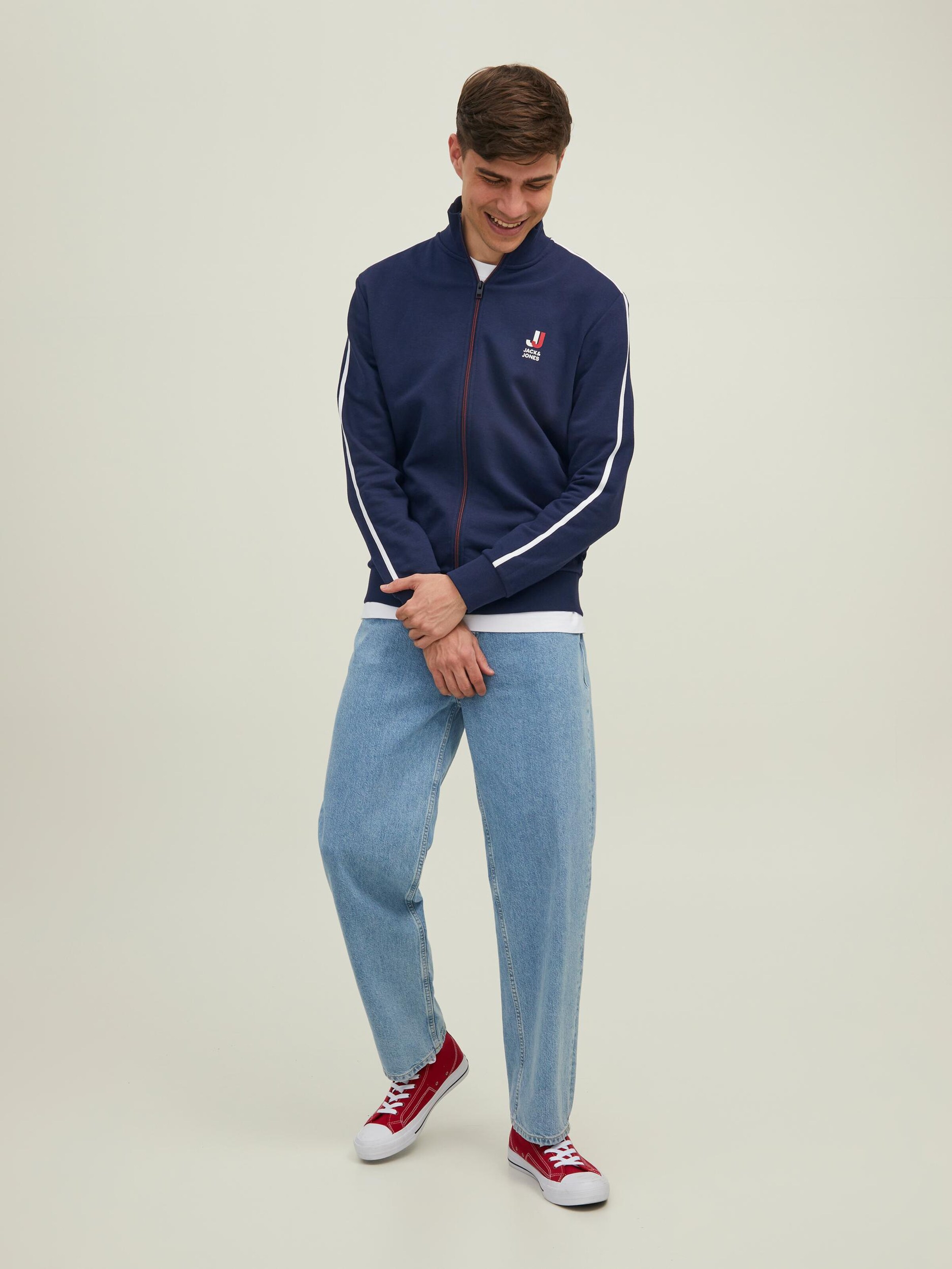 Männer Sweat JACK & JONES Sweatjacke 'LOGAN' in Navy - YQ10708 Männer Sweat JACK & JONES Sweatjacke 'LOGAN' in Navy - YQ10708