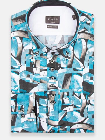 Slim fit Camicia business 'Donatello Iconic Poplin Stretch Man Shirt Green White' di 7Camicie in verde: frontale