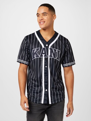 Karl Kani Shirt 'Serif Pinstripe' in Black: front