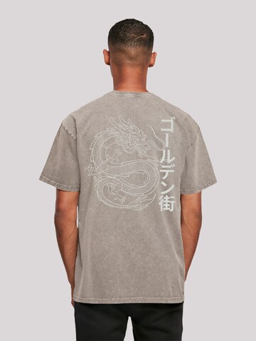 F4NT4STIC Shirt 'Drache Golden Gai' in Grau: Vorderseite