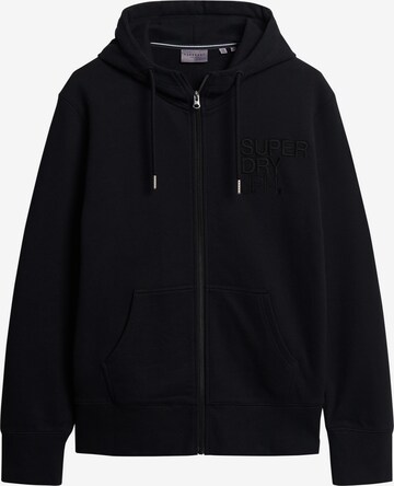 Superdry - Casaco em moletão 'Brand Mark' em preto: frente