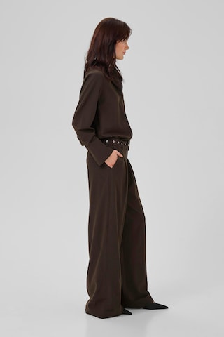 My Essential Wardrobe Wide leg Bandplooibroek 'VittaMW' in Bruin