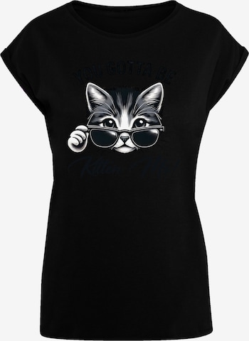 T-shirt 'Kätzchen You Gotta Be Kitten Me!' F4NT4STIC en noir : devant