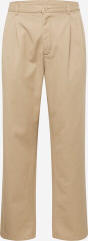 Carhartt WIP Pleat-Front Pants 'Salford' in Beige: front