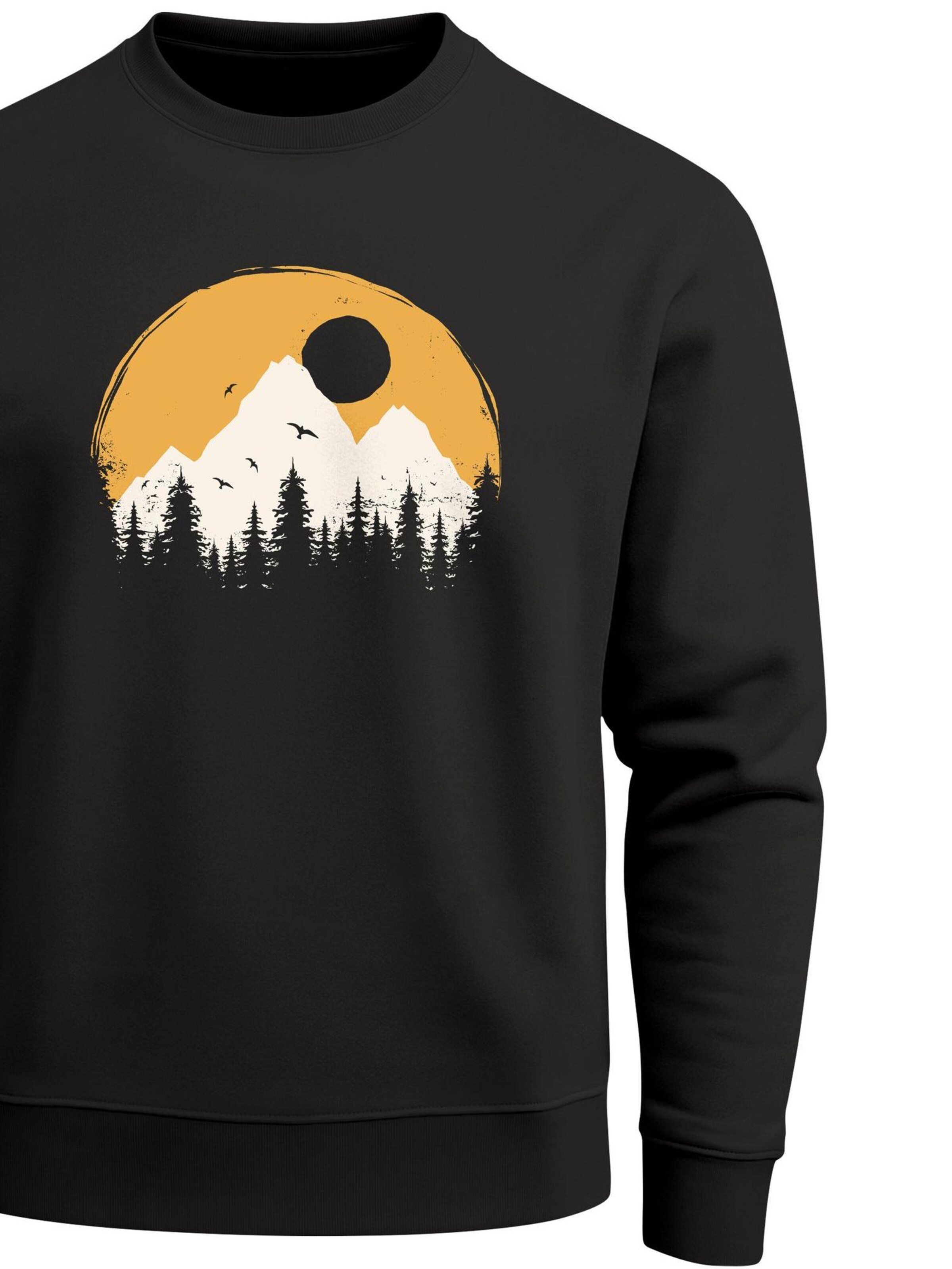 Neverless Sweatshirt 'Berge Sonne'‌‌‌‌ in Schwarz