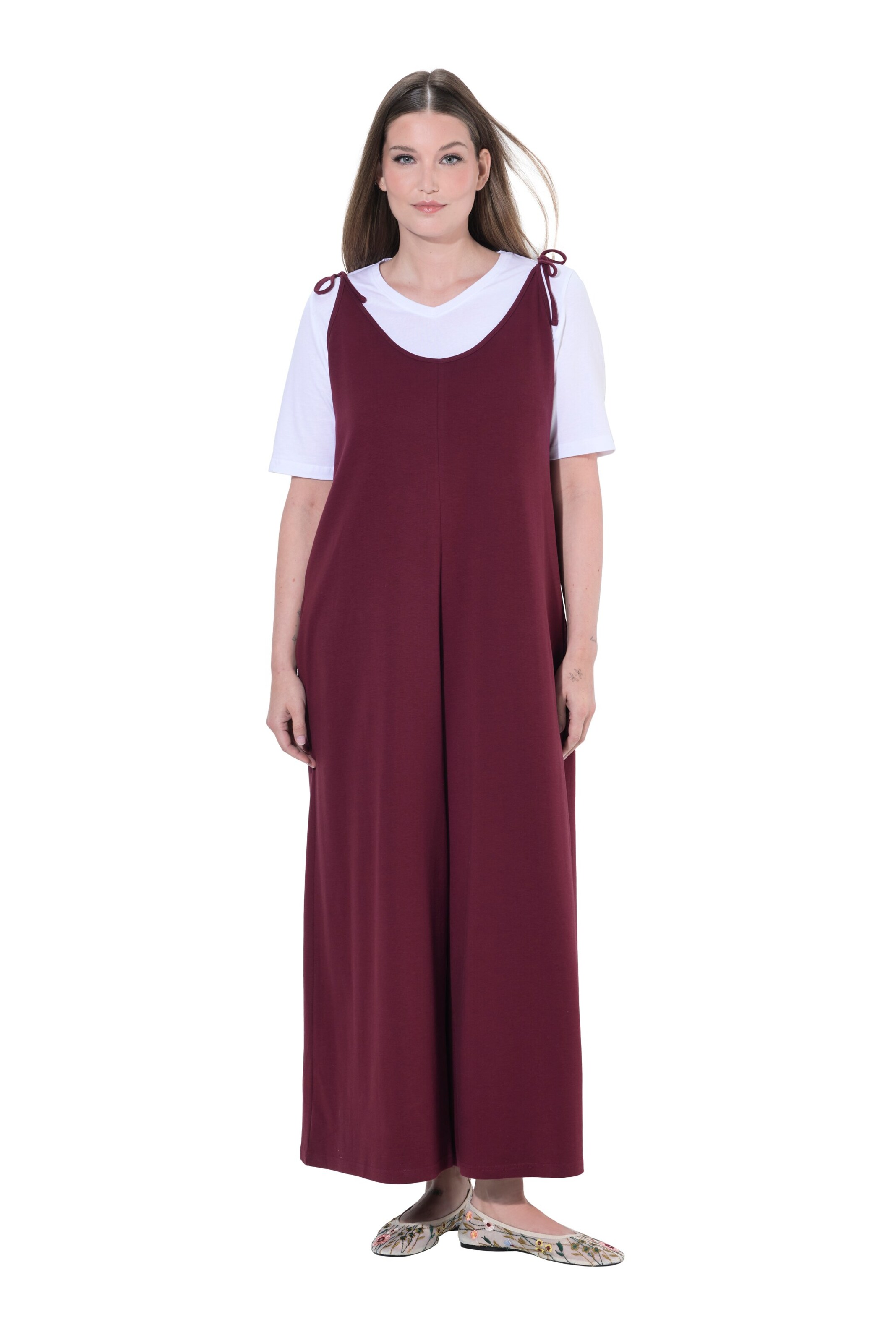Ulla Popken Loosefit Jumpsuit in Rood: voorkant