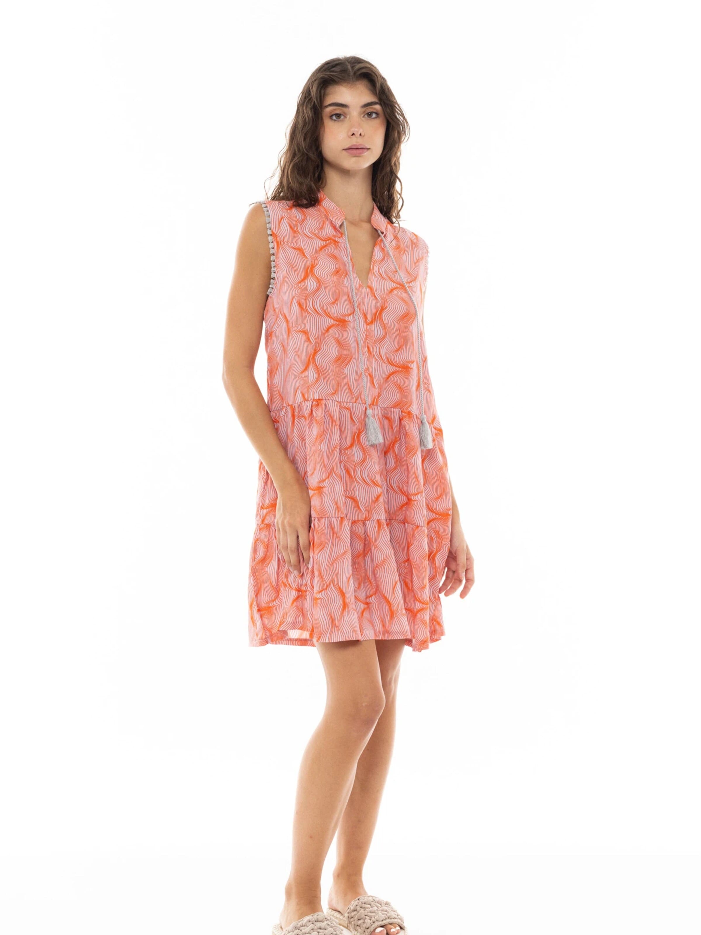 Pink LabelLjetna haljina 'BEACHWEAR ORANGE WAVES' - narančasta boja: prednji dio