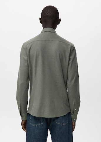 MANGO MAN Regular fit Button Up Shirt 'Pique' in Green