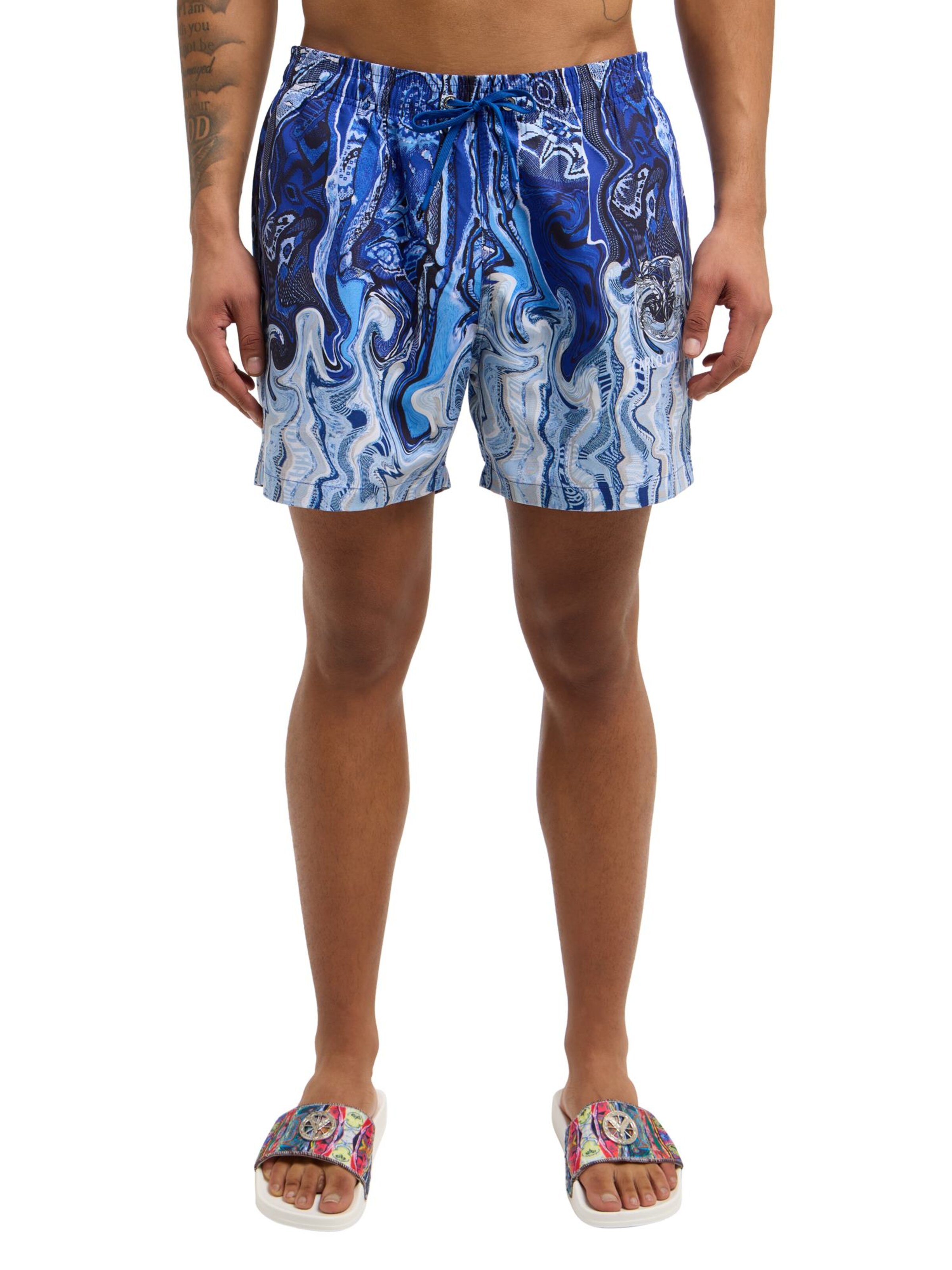 Carlo Colucci Regular Broek ' Demaku ' in Blauw: voorkant