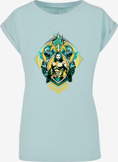 ABSOLUTE CULT T-shirt 'Aquaman - The Trench Crest' en turquoise / bleu clair / jaune / vert, Vue avec produit