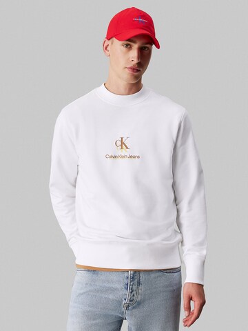Sweat-shirt Calvin Klein Jeans en blanc : devant
