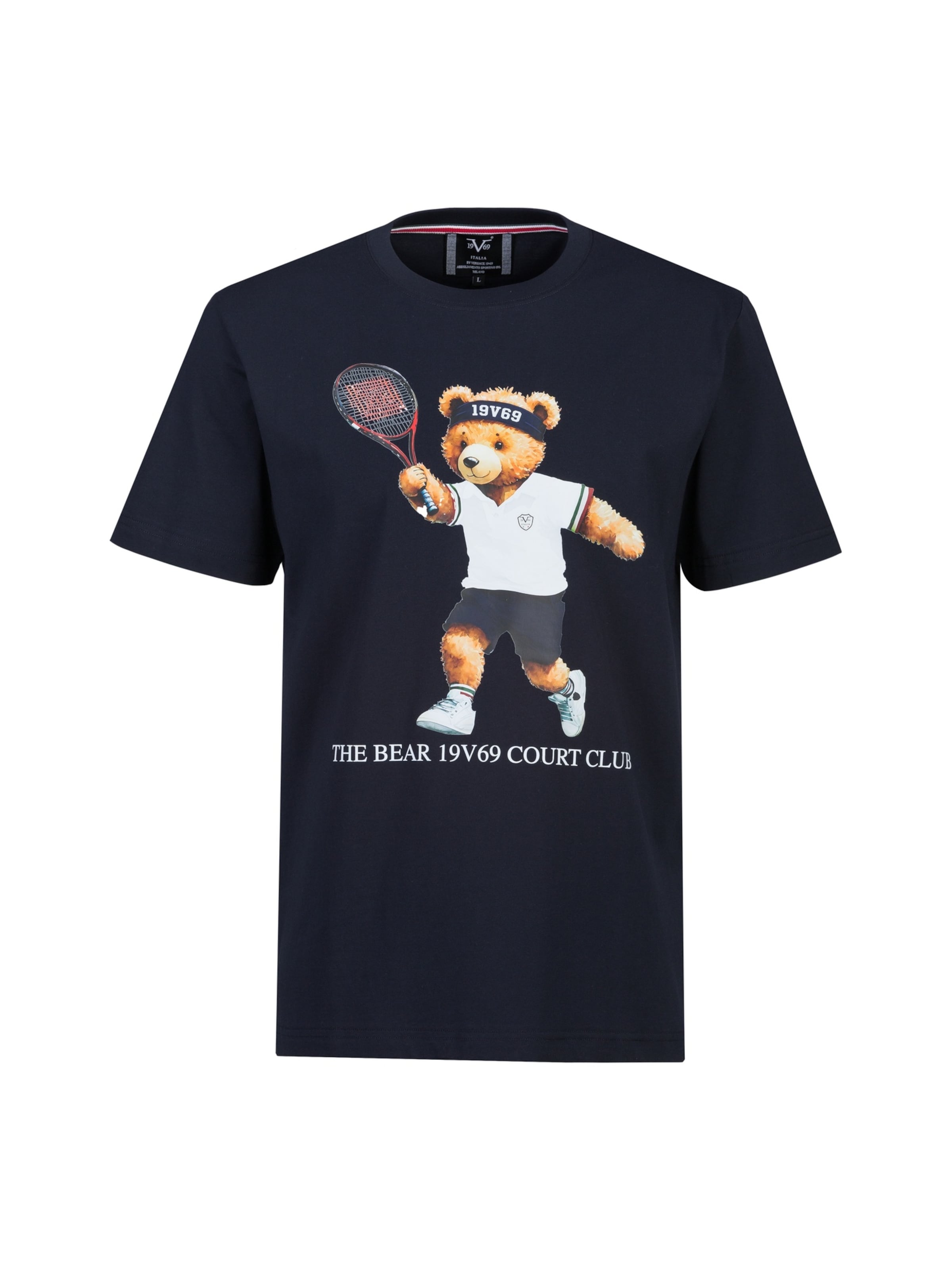 19V69 ITALIA Shirt 'Rafael Tennis Teddy' in Blauw: voorkant