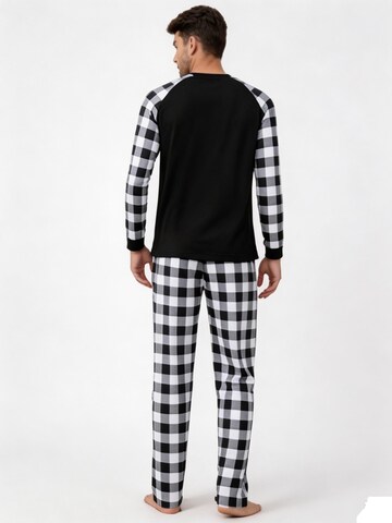 KoJooin Pajamas long 'Herren Pyjama‑Set Zweiteilig Langarm Karo‑Muster Weihnachten Homewear Schlafanzug' in White