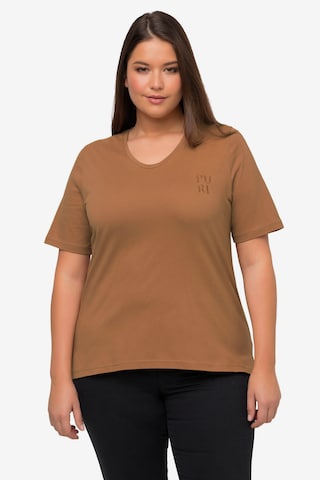 T-shirt Ulla Popken en marron : devant