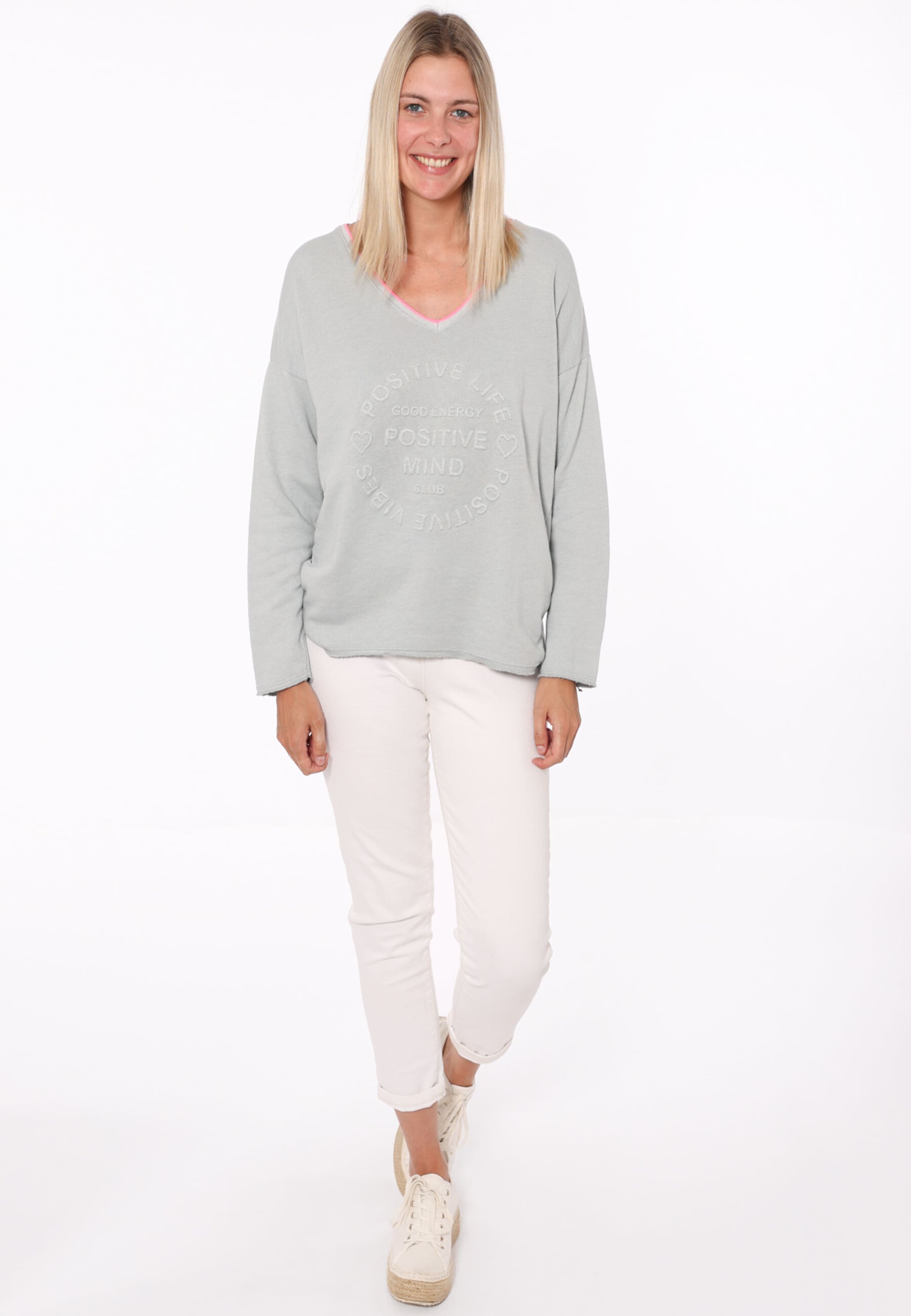 Sweat-shirt Zwillingsherz en gris : devant