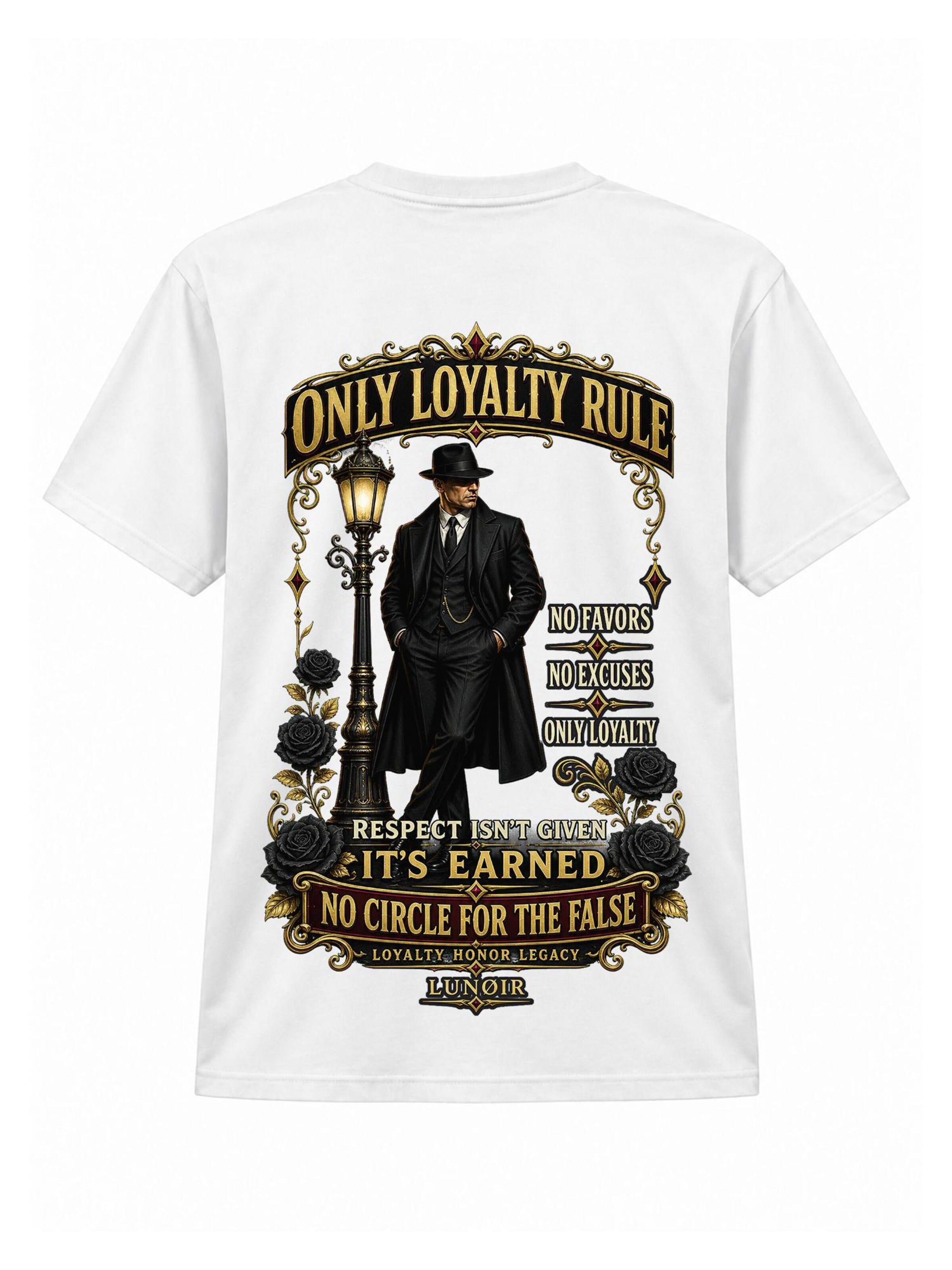 LUNØIR Studio Shirt 'Only Loyalty Rule' in Wit: voorkant