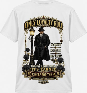 LUNØIR Studio Shirt 'Only Loyalty Rule' in Weiß: Vorderseite