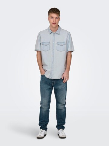 Only & Sons Regular fit Button Up Shirt 'BANE' in Blue